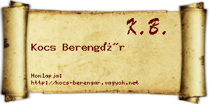 Kocs Berengár névjegykártya
